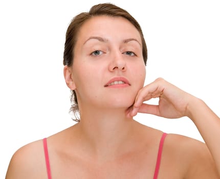 Beautiful girl on a white background