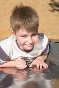 The little boy in city park