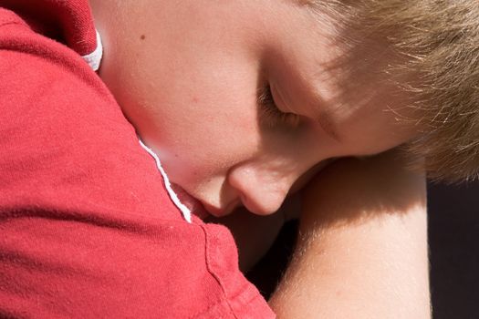 The little boy sleeps. A close up.
