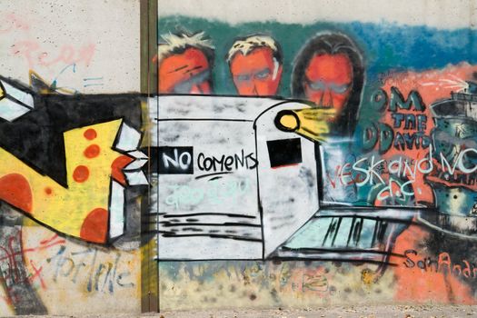 the graffiti wall In city park