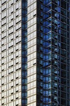 Glass and steel skyscraper vertical architectural structure