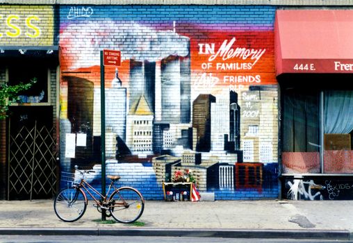 Memorial in the street in New York in memory to the victims of the terror events which happend the 9/11/01 in New York