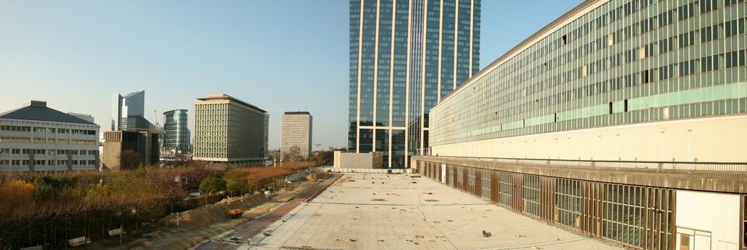 Old Ministry of Education district in Brussels - panoramic view of brussels
