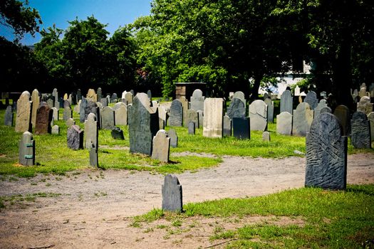 Old graveyard with a lot of anonymous tombstones