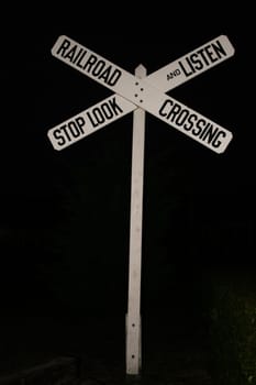 Railroad crossing sign, stop  look and listen