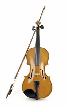 Isalated italian wooden violin in white background