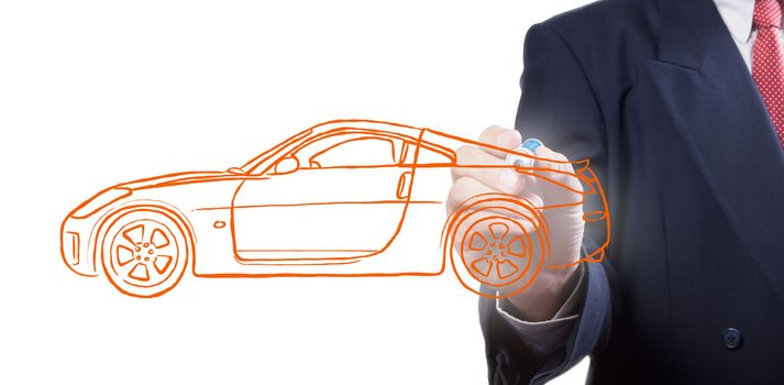 Men drawing a car