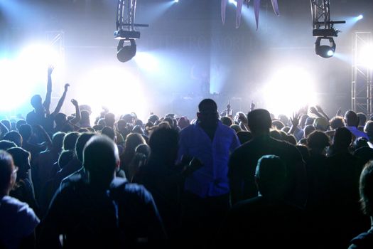 People jumping and dancing during a live concert