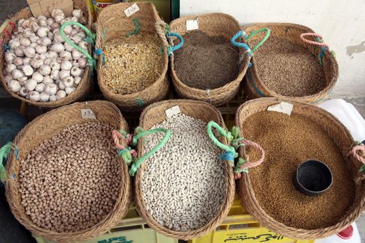 Herbs and spices on market