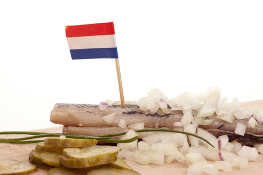 Typical Dutch salted herring called maatje or zoute haring