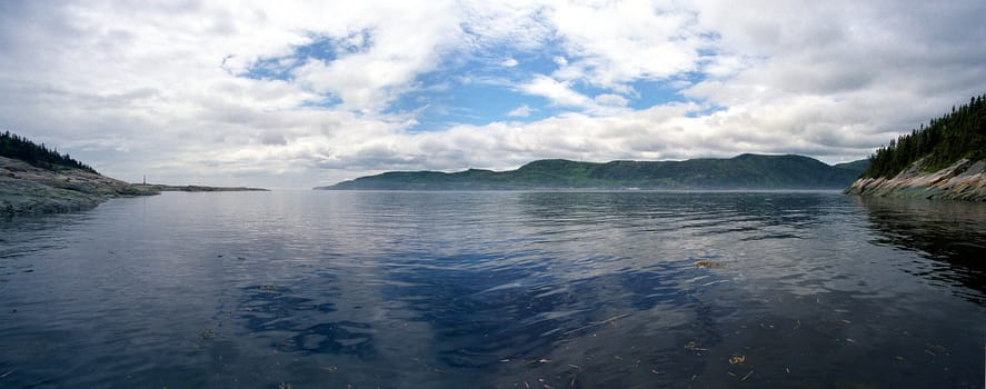 View of the Saint Laurent river and the mountains around. 