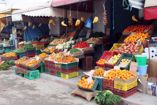 Fresh fruits and vegetables on a traditional market, El-Jem, Tunisia