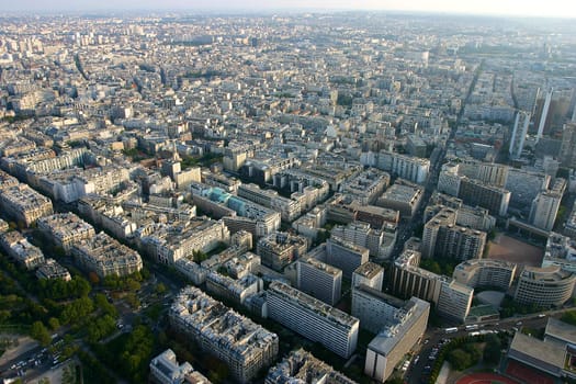 Aerial view of Paris from the eiffel tower with clear sky