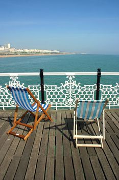 Beach chairs on the Pier of Brighton