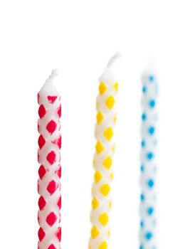 Macro view of three birthdays candles