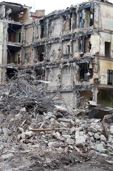 Demolished house before reconstruction or after bomb explosion