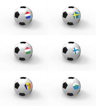 Euro 2012, soccer ball with flag - Group E - Netherlands, Sweden, Hungary, Finland, Moldavia, San Marino