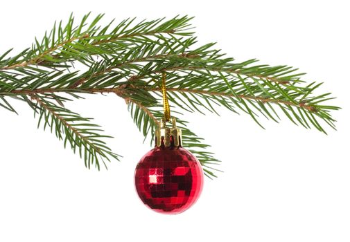 close-up christmas tree decoration, isolated on white