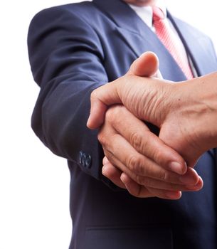 business people shaking hands over a deal