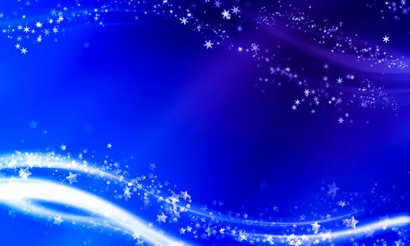 Magical Christmas background with snowflakes and stars