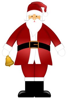 Santa Claus Ringing Bell Colored Clipart Isolated on White Background Illustration