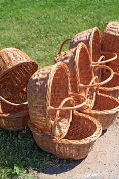 new basket on green herb