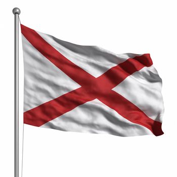 Flag of Alabama. Rendered with fabric texture (visible at 100%).  Clipping path included.