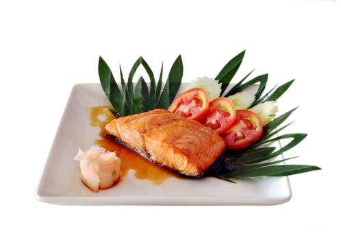  grilled salmon with vegetables