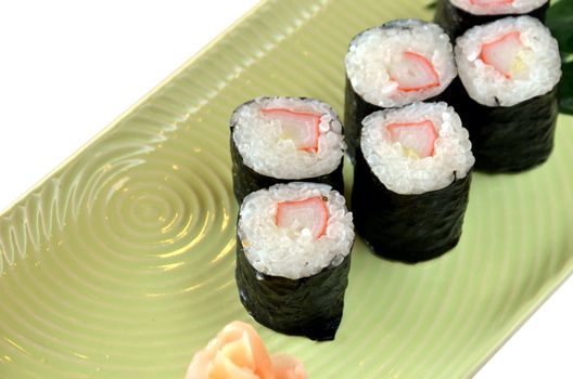 Sushi Rolls with seaweed and Crabmeat sticks