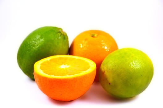 fresh orange and green lemon