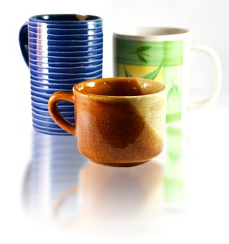 different color and different size of coffee cup