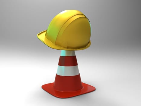 traffic cone and the helmet