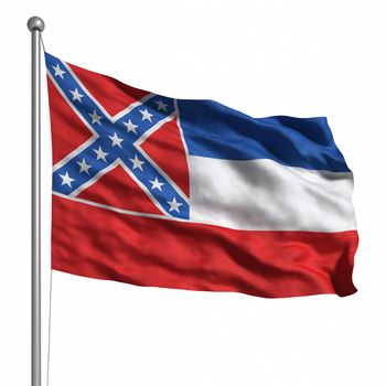 Flag of Mississippi. Rendered with fabric texture (visible at 100%).  Clipping path included.