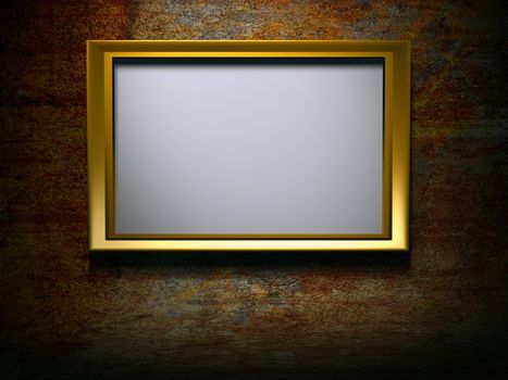3d illustration of a metal frame on grunge background