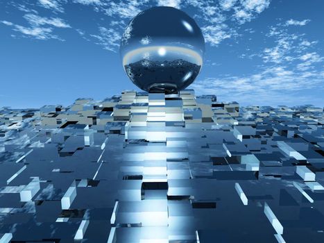 the ball and cubes