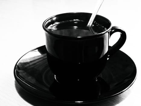 cup of coffee, black and white