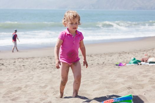 Having fun on the beach on sunny day.