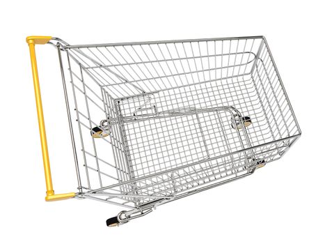Shopping carts on wheels is isolated on a white background