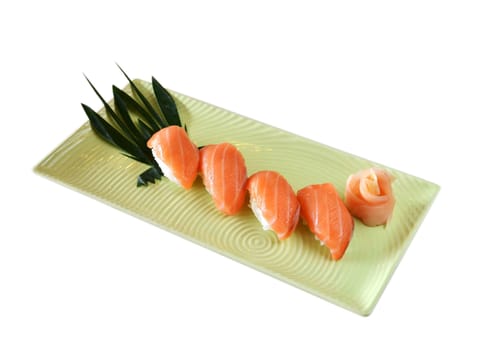 Traditional Japanese food , salmon sushi