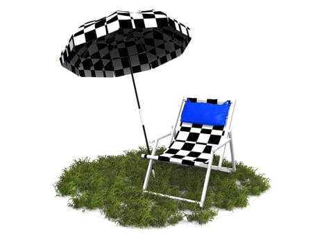 lounge chair and umbrella