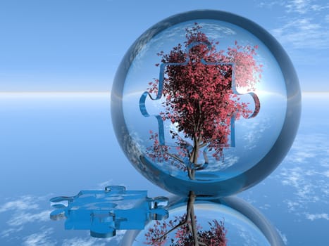 autumn tree in a bubble