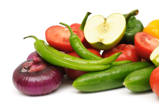 fruits and vegetable isolated on a white