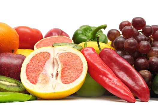 fruits and vegetables isolated on a white