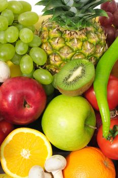 fruits and vegetables isolated on a white