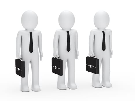3s business men with tie and briefcase