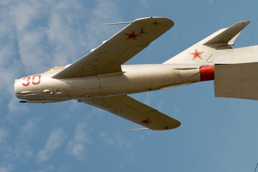 The plane of times of World War II. A real fighter - now a memorial to pilots-heroes.