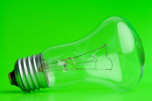 the electric bulb on a green background