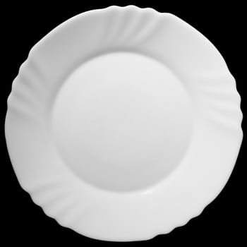 the white plate on a black background