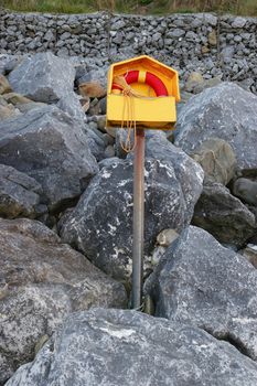 a lifebuoy on the coast of ballybunion co kerry Ireland