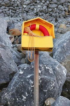 a lifebuoy on the coast of ballybunion co kerry Ireland